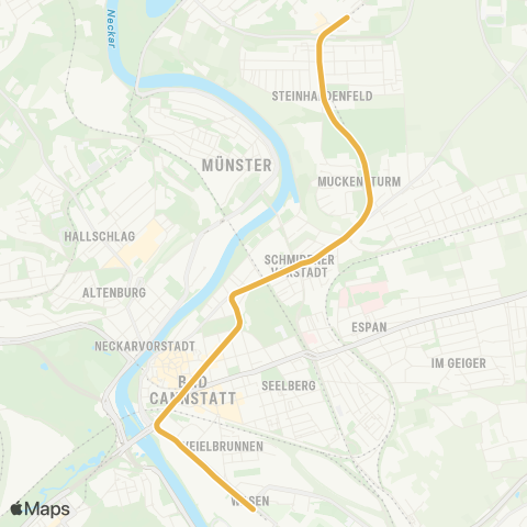 VVS Neugereut - Bad Cannstatt Wilhelmsplatz - NeckarPark (Stadion) map