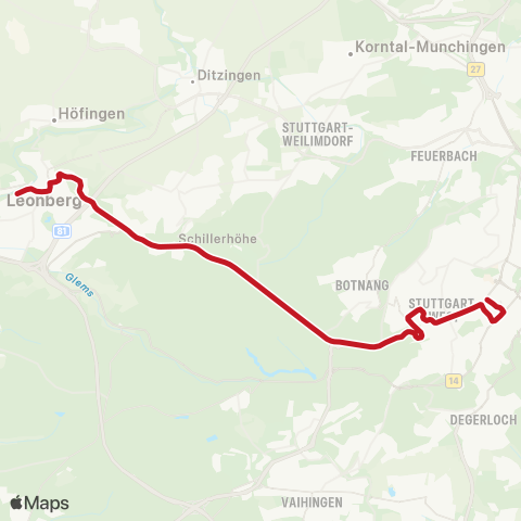 VVS Rotebühlplatz - Schwabstraße - Leonberg map