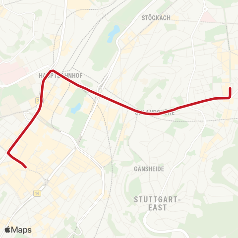 VVS Wagenburgstraße - Hauptbahnhof map