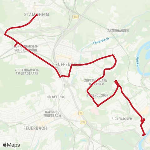 VVS (Korntaler Straße - ) Borkumstraße - Hallschlag - Rosensteinbrücke map