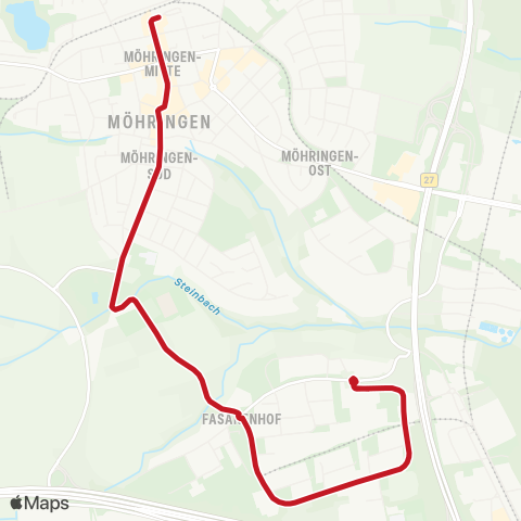 VVS Möhringen - Möhringen Rathaus - Fasanenhof map