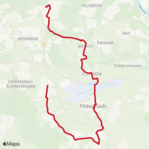 VVS Degerloch - Bernhausen - Echterdingen map