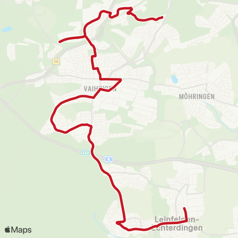 VVS Waldeck - Vaihingen - Hans-Rehn-Stift - Rohr Mitte ( - Leinfelden Bf) map