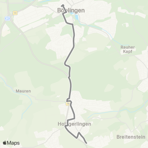 VVS Holzgerlingen - Böblingen (Schienenersatzverkehr) map