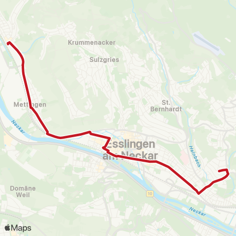 VVS Lerchenäcker - Esslingen (N) ZOB - Obertürkheim map