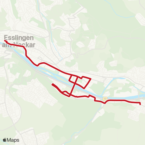VVS Esslingen (N) ZOB - Industriegebiet - Sirnau - Deizisau map