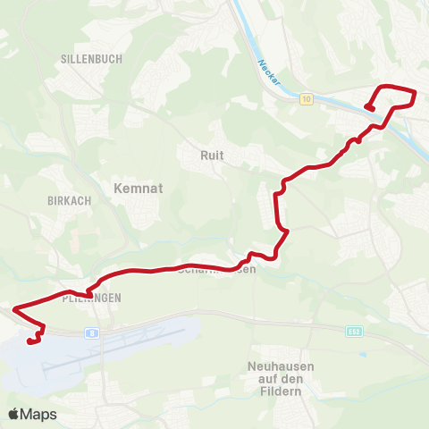 VVS Esslingen (N) - Scharnhausen - Flughafen / Messe map