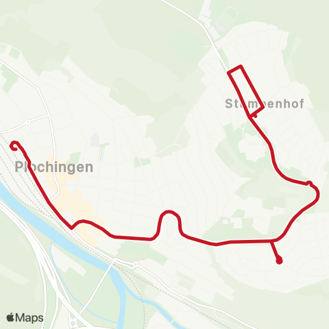 VVS Plochingen ZOB - Lettenäcker - Stumpenhof map