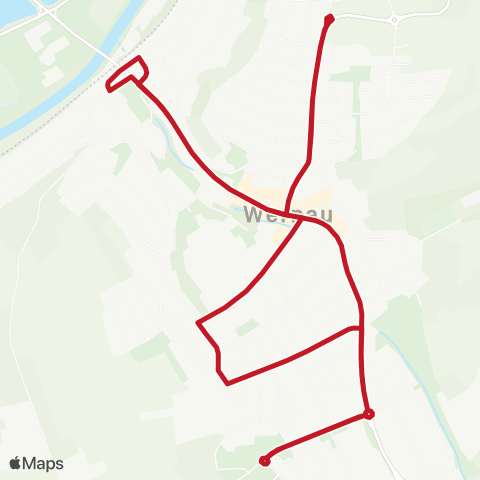 VVS Wernau (N) Bahnhof - Schmalwiesen - Katzenstein - Bahnhof [Stadtverkehr Wernau (Neckar)] map