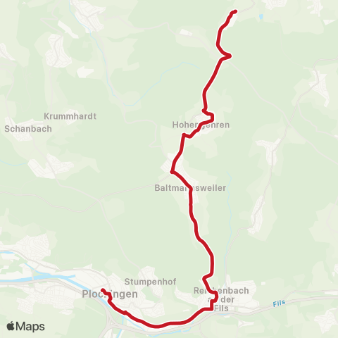 VVS Plochingen - Reichenbach (F) - Baltmannsweiler ( - Engelberg) map