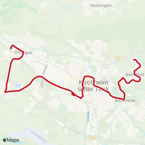 VVS Ötlingen - Lindorf - Kirchheim (T) ZOB - Schafhof map