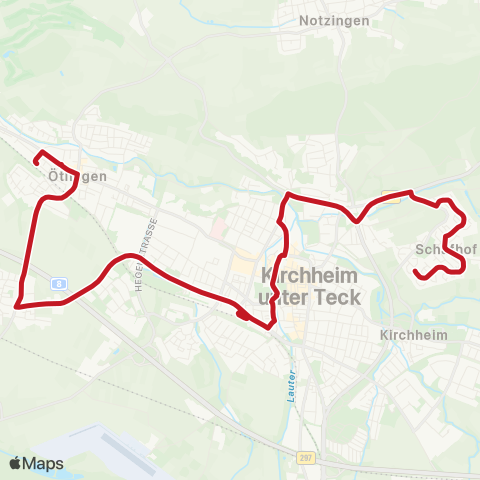 VVS Ötlingen - ZOB - Martinskirche - Schafhof map