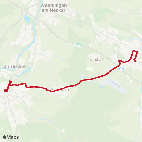 VVS Kirchheim (T) - Reudern - Nürtingen Krankenhaus - Nürtingen map