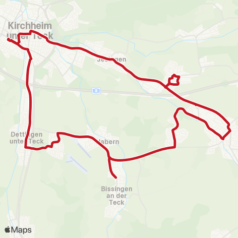 VVS Kirchheim (T) - Holzmaden - Weilheim (T) - Bissingen (T) - Kirchheim (T) map