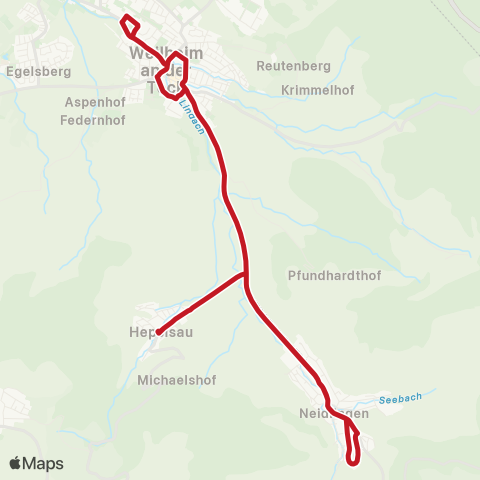 VVS Neidlingen - Hepsisau - Weilheim (T) und zurück map