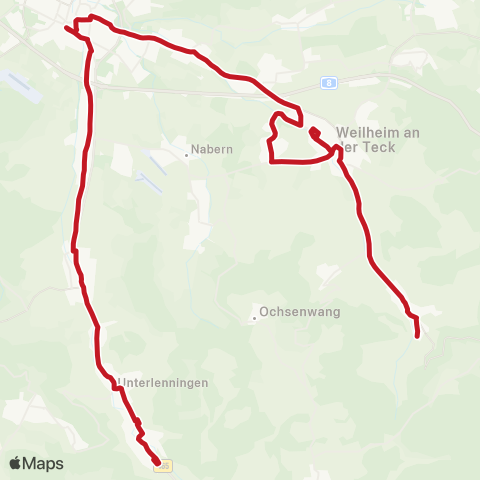 VVS Neidlingen - Weilheim (T) - Kirchheim (T) Kirchheim (T) - Owen - Oberlenningen map