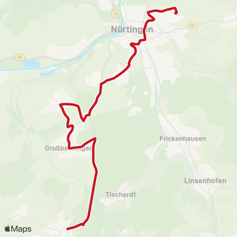 VVS Schülerverkehr Grafenberg - Großbettlingen - Nürtingen map