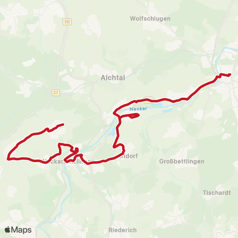 VVS Nürtingen - Altdorf - Neckartenzlingen ( - Schlaitdorf) map