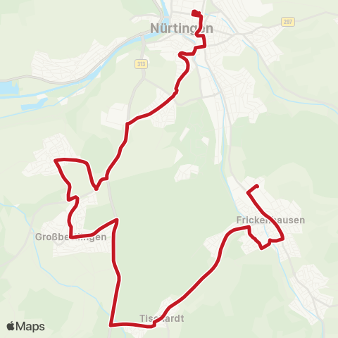 VVS Frickenhausen - Großbettlingen - Nürtingen map