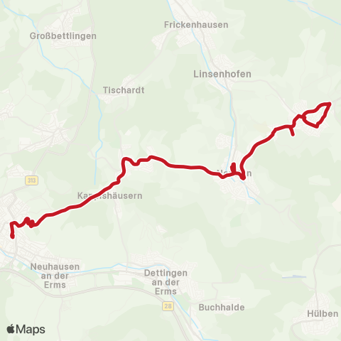 VVS Beuren - Neuffen - Kohlberg - Metzingen map