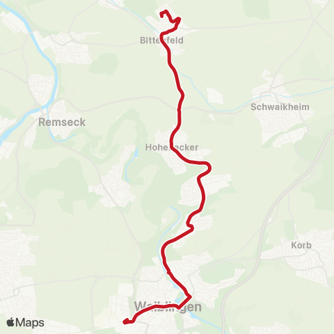 VVS Waiblingen - Neustadt - Hohenacker - Bittenfeld map
