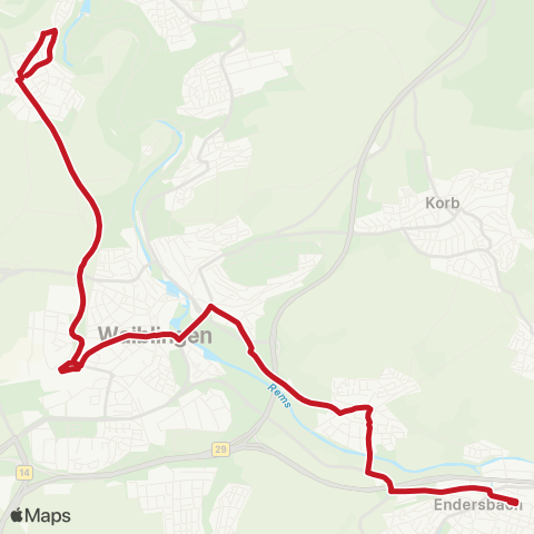 VVS Hegnach - Waiblingen - Beinstein ( - Endersbach) map