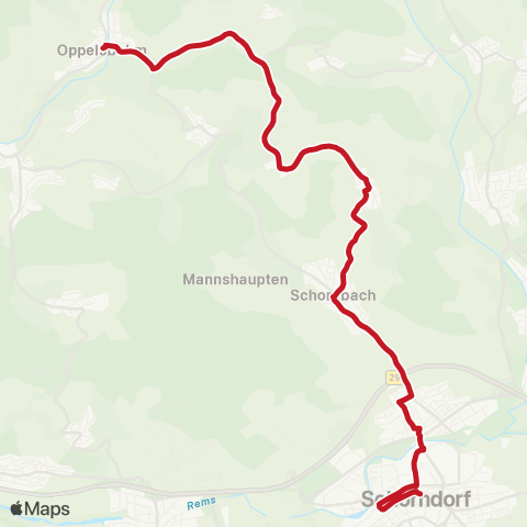 VVS Schorndorf - Schornbach - Necklinsberg - Oppelsbohm map