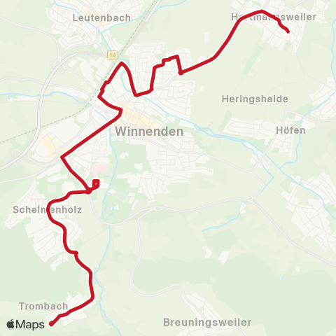 VVS Hertmannsweiler - Winnenden - Rems-Murr-Klinikum - Schelmenholz - Hanweiler map
