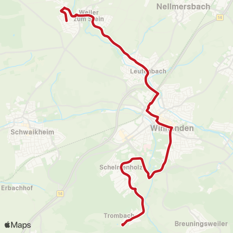 VVS Schelmenholz - Winnenden - Leutenbach - Weiler z. S. map