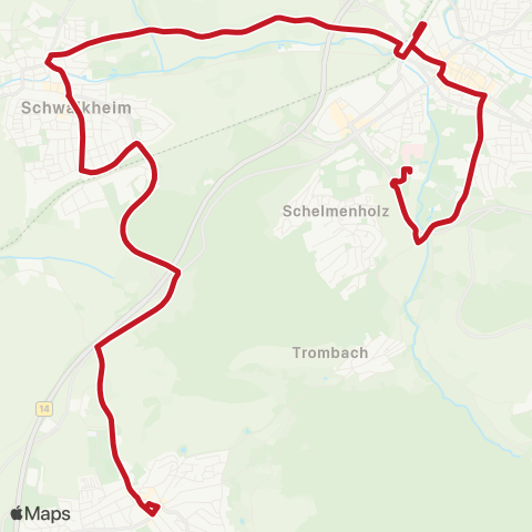 VVS Korb - Schwaikheim - Winnenden ZOB - Rems-Murr-Klinikum map