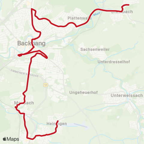 VVS Heiningen - Backnang - Steinbach map