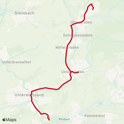 VVS Bildungszentrum Weissach i.T. - Oberbrüden (Schülerverkehr) map