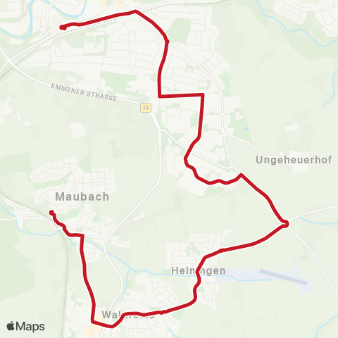 VVS Backnang ZOB - Industriegebiet Süd ( - Heiningen - Maubach Bf) map
