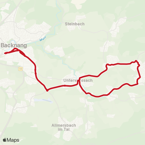 VVS Backnang - Weissach i.T. - Auenwald - Backnang map