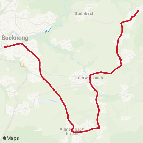 VVS Backnang - Allmersbach i.T. - Unterweissach ( - Oberb.) map