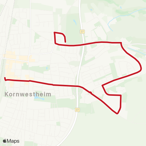 VVS Kornwestheim Bahnhof - Realschule - Friedhof map