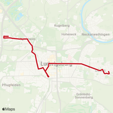 VVS Eglosheim - Ludwigsburg ZOB - Oßweil map