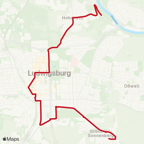 VVS Hoheneck - Ludwigsburg ZOB - Grünbühl map