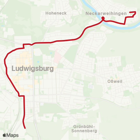 VVS Kornwestheim W&W - Ludwigsburg ZOB - Neckarw. map