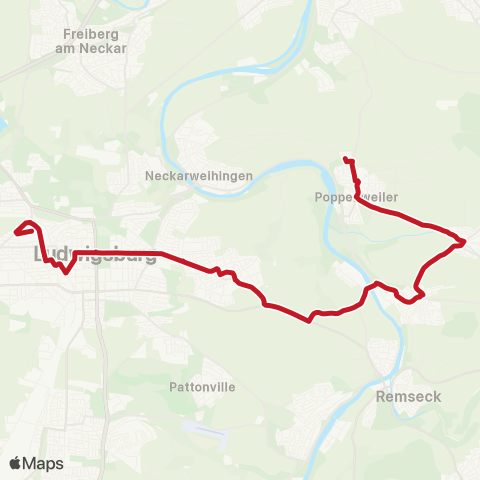 VVS Ludwigsburg - Poppenweiler (Schülerverkehr) map