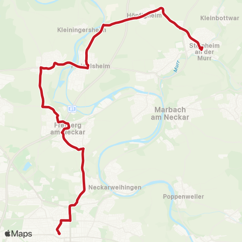VVS Ludwigsburg - Freiberg - Höpfigh. ( - Steinheim) map