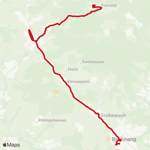 VVS Backnang - Kleinaspach - Oberstenfeld - Prevorst (Berg - und Talbus) map