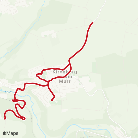 VVS Kirchberg (M) Bf - Zwingelhausen - Kirchberg (M) Bf (Ortsbus Kirchberg(M)) map