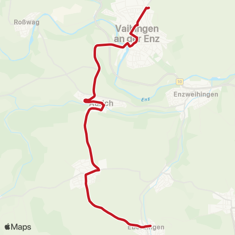 VVS Eberdingen - Nußdorf - Aurich - Vaihingen (E) (Schülerverkehr) map
