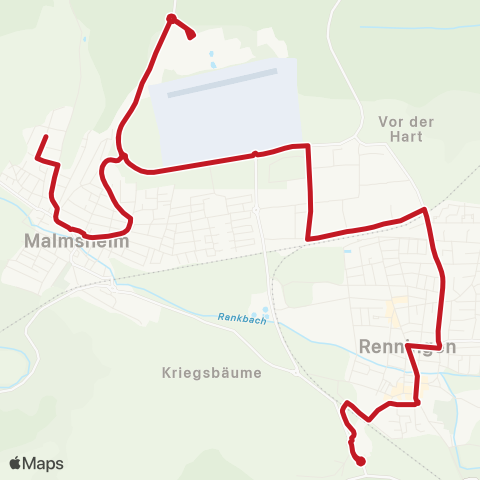 VVS Renningen Süd - Bf - Robert-Bosch-Campus - Malmsheim ( - Rutesheim) map