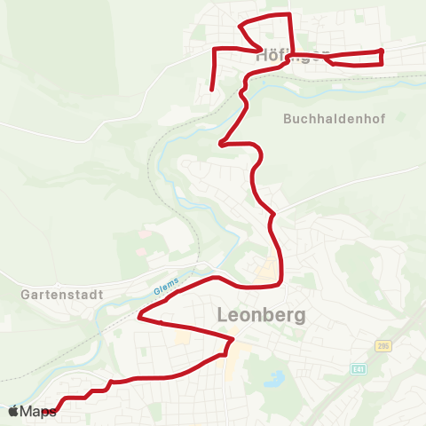 VVS Leonberg Ezach - Bahnhof - Haldengebiet - Höfingen map