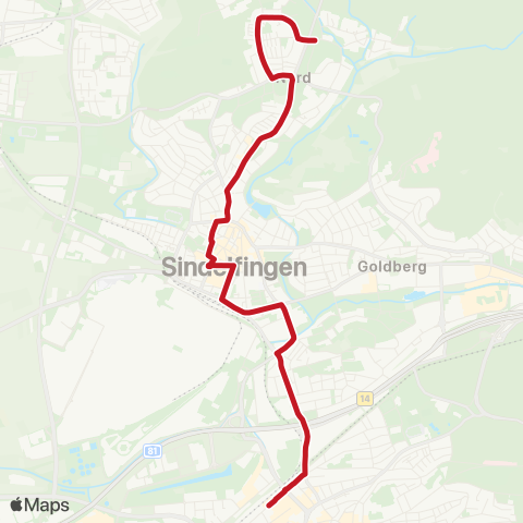 VVS Böblingen ZOB - Sindelfingen ZOB map