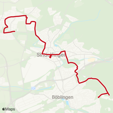 VVS Maichingen - Hinterweil - Sindelfingen ZOB - Goldberg - Böblingen Waldorfschule map