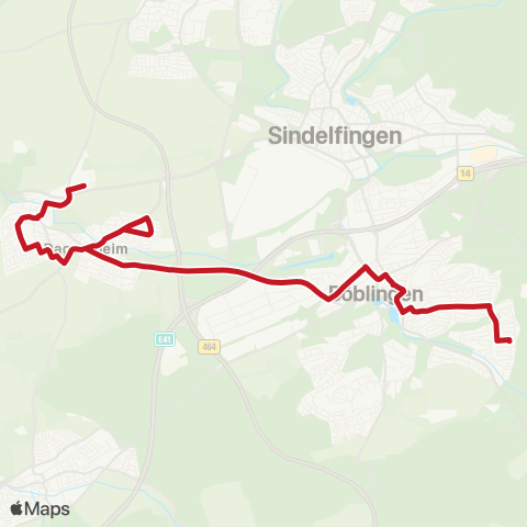 VVS Dagersh. Goethestraße - Böblingen ZOB - Tannenberg map