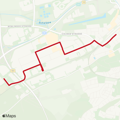 VVS Böblingen ZOB - Hulb - Hulb-West map